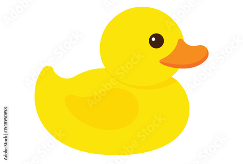 Cute Yellow Rubber Duck Vector Illustration for Kids Toy Design or Baby Bathroom Decoration