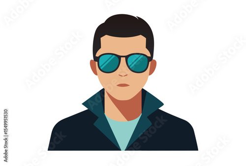 Stylish man wearing sunglasses vector illustration isolated on white background fashion concept
