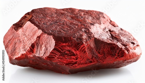 unpolished cinnabar mineral isolated on white