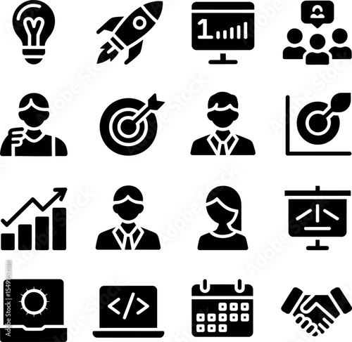 Business Startup Flat Icons set