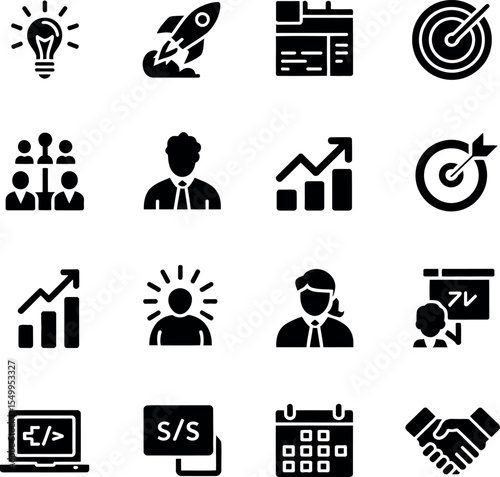 Business Startup Flat Icons set