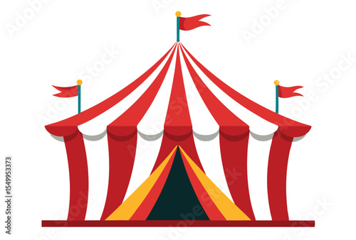 Red and white circus tent vector icon line art circus tent illustration.