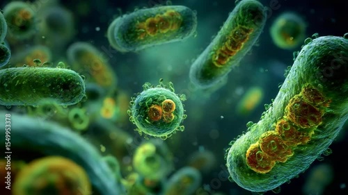 Microscopic World: Detailed 3D Animation of Bacteria and Viruses Under Microscope