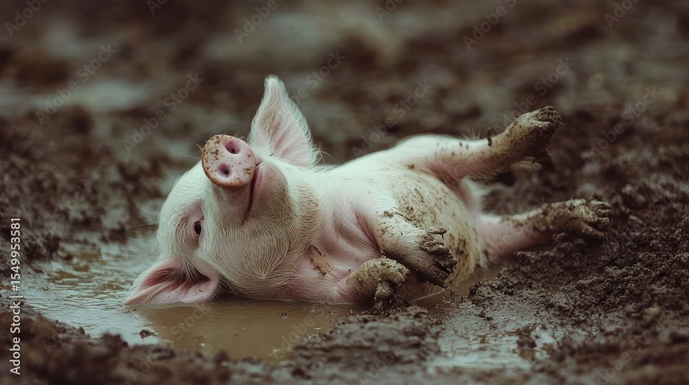 Obraz premium Piglet in Mud (1)
