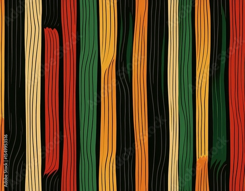 abstract kwanzaa black history month juneteenth seamless pattern with hand drawn vertical lines