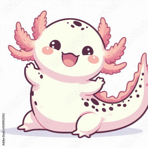 Axolotl Making Cute Face – Editable Vector