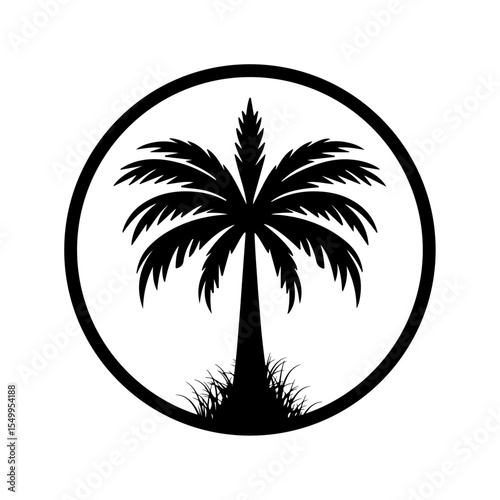 Palm Tree Black And White Vector 