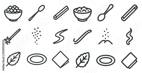 Culinary and cooking icons set – outline, kitchen, food preparation symbols