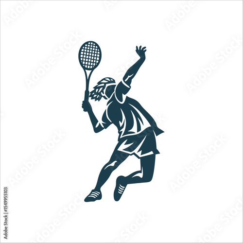 Serving player silhouette - Tennis Player Serving Silhouette Vector Illustration