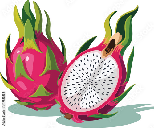 Vibrant Pink Dragon Fruit Cut Open – Healthy and Nutritious Superfood