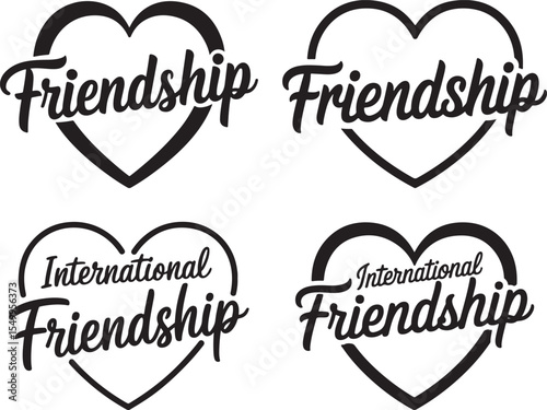 Heart Shape Friendship and International Friendship Typography Set