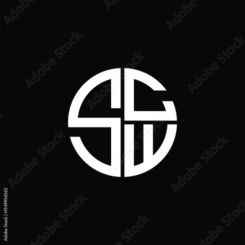 SCW logo SCW icon SCW monogram SCW letter minimalist Circle flat Unique modern abstract logo design.