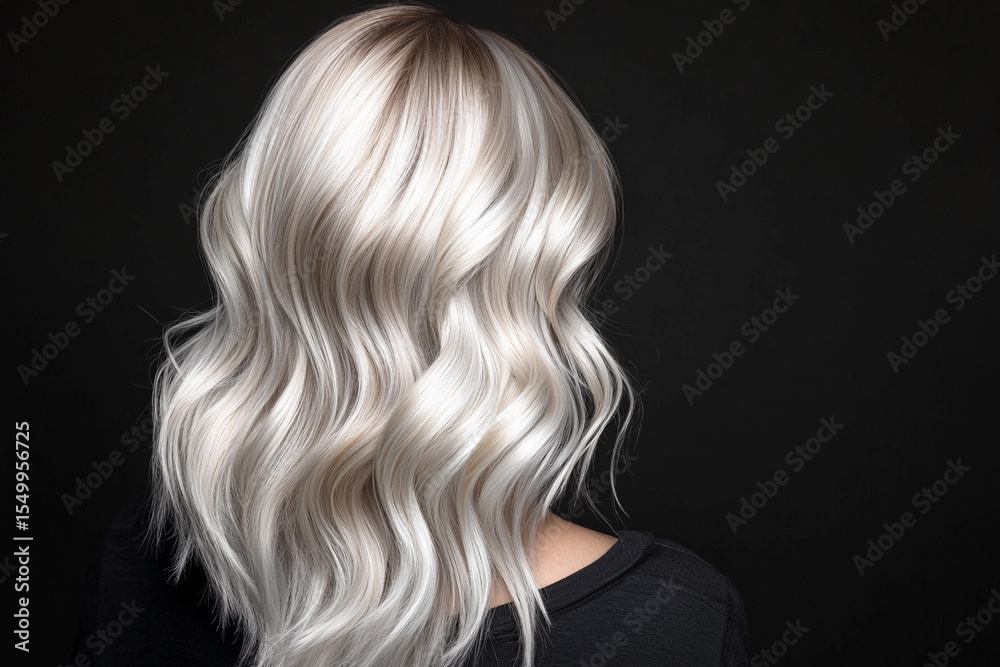 Naklejka premium Model showcasing elegant platinum waves in a studio setting Generative AI