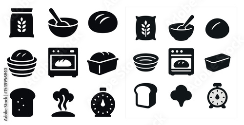 Baking and cooking solid icons set – filled, flat, culinary and kitchen symbols