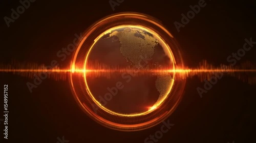 Abstract Digital Earth Globe with Data Transmission and Connections in Futuristic Style