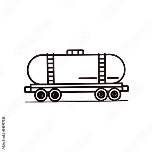 Tanker train car on wheels with outline design  