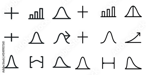 Mathematical symbols line icons set – outline, linear, statistical graphics