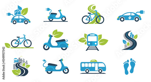 Sustainable Urban Mobility Solutions: A Set of Eco-Friendly Transport Icons for Green Cities