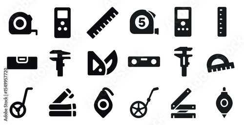 Construction tools solid icons set – filled, workshop, diy essentials collection