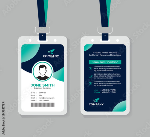 Professional ID Card Template for Corporate Staff and Office Employees with Modern and Clean Layout