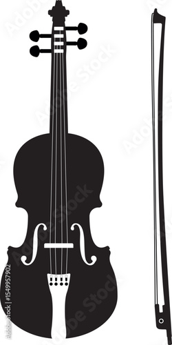 Silhouette Violin Musical Instrument for Music