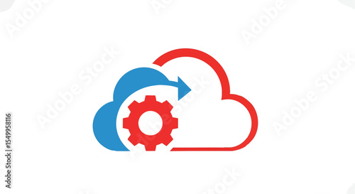 Cloud Technology Integration, Data Management, and System Optimization with Central Gear Process Icon