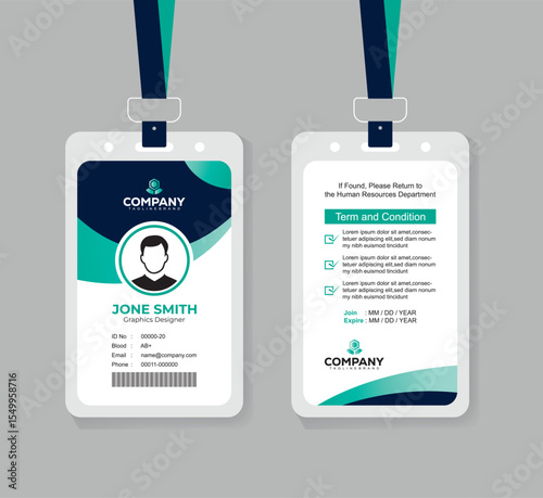 Professional ID Card Template for Corporate Staff and Office Employees with Modern and Clean Layout