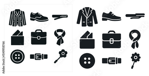 Business and office solid icons set – filled, flat, work and corporate symbols