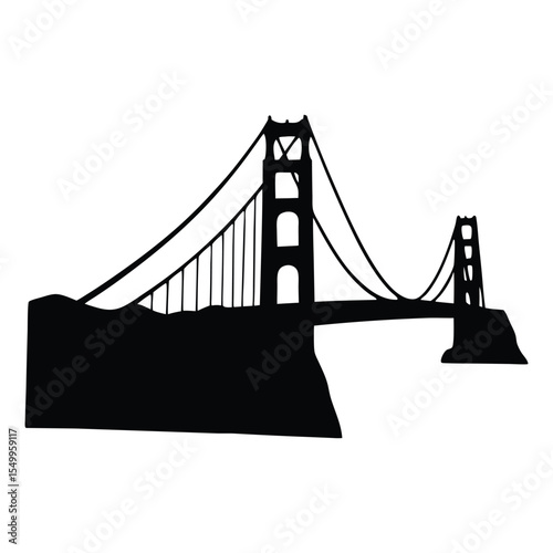 Golden Gate Bridge Silhouette Vector Illustration Icon Black White