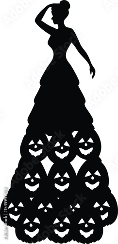 Helloween Pumpkin Silhouette Vector Illustration Icon Black White Clipart