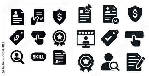 Business and finance icons set – filled, solid, professional symbols for corporate use