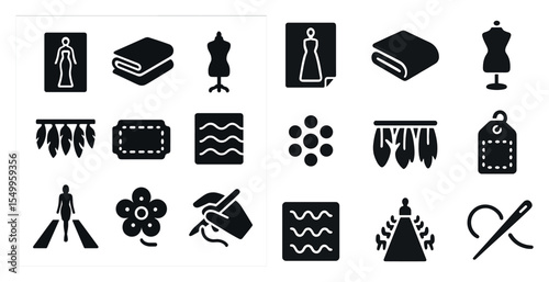 Fashion industry silhouette icons set – apparel, design, clothing symbols