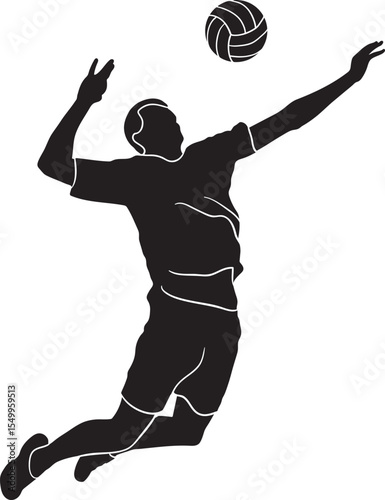 Silhouette Volleyball Player playing Volleyball