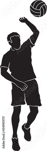 Silhouette Volleyball Player Through the Vollyball