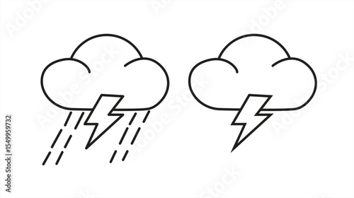 rain and lightning icon, line symbol sign, eps 10 on white background, vector illustration