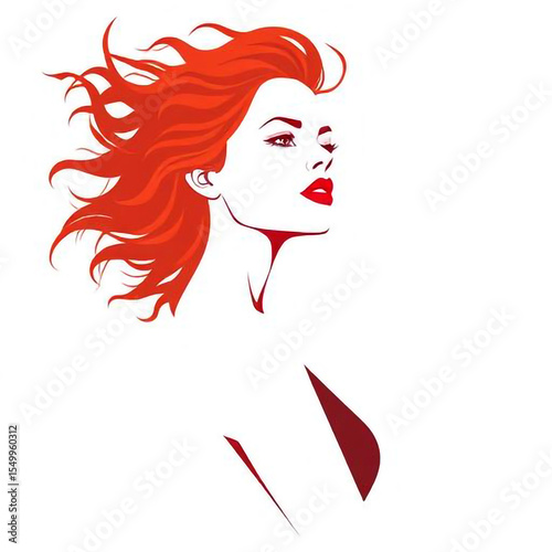 vector in woman with red hair 