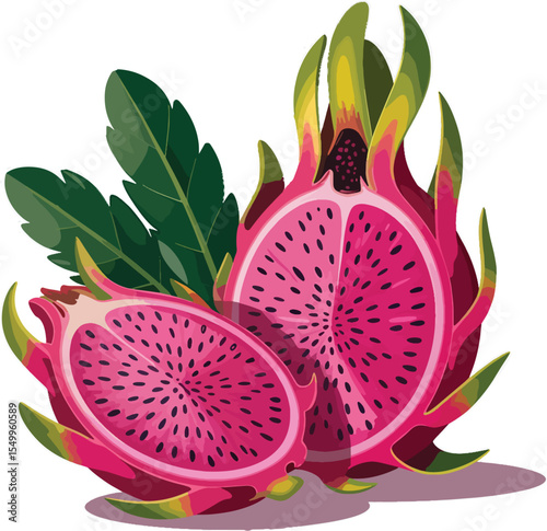 Vibrant Pink Dragon Fruit Cut Open – Healthy and Nutritious Superfood