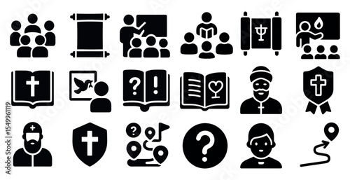 Education and learning solid icons set – filled, academic, teaching symbols