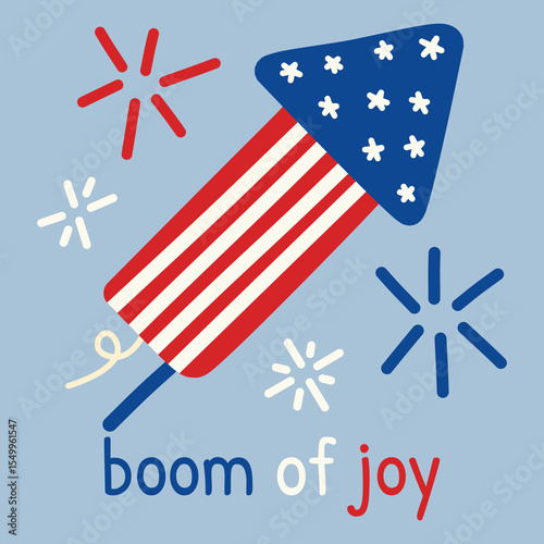 4th of July doodle firework in red white blue