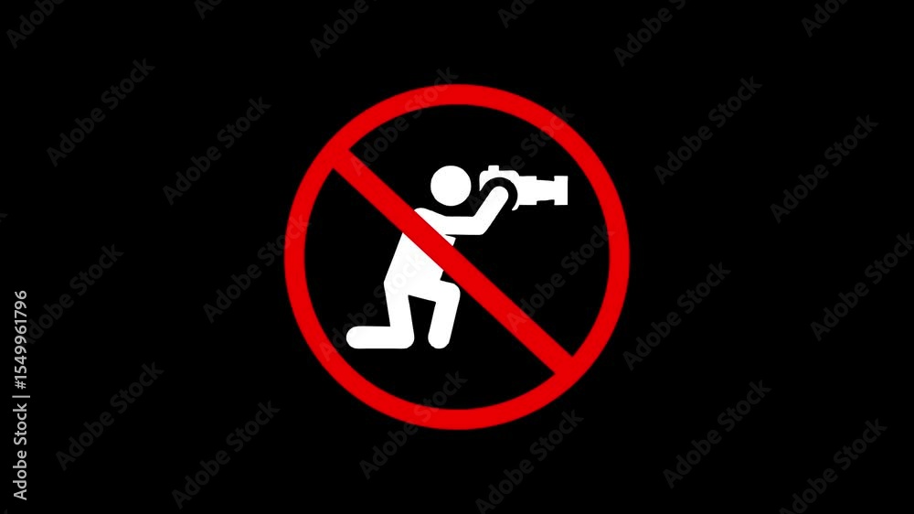 No Photography Allowed: Bold Red Prohibition Symbol on the black background. No Photography Allowed: Bold Red Prohibition Symbol on the black background.