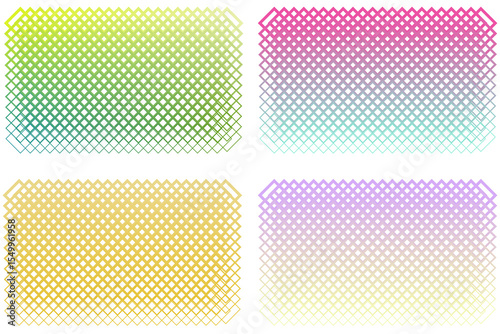 Set of gradient grids isolated on transparent background. Graphic illustration. Geometric design elements.