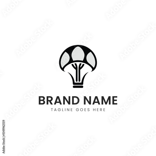 A minimalist design featuring a stylized parachute logo in black and white, emphasizing adventure and exploration.
