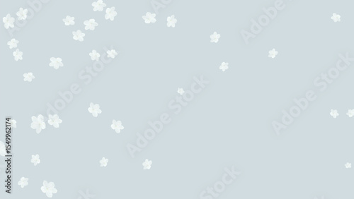Realistic white hydrangea confetti isolated background. festive vector illustration
