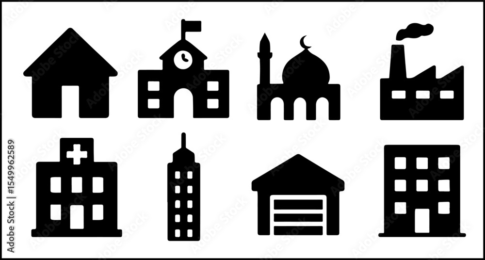 Fototapeta premium Building Silhouette Icons
