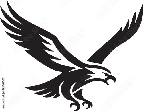 Soaring eagle powerful silhouette design, Bold eagle in flight black and white