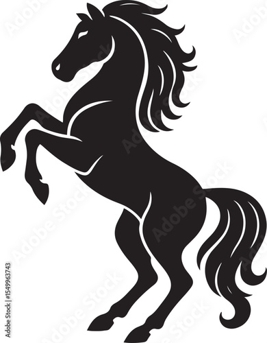 Majestic horse silhouette powerful stance, Black stallion figure in bold profile