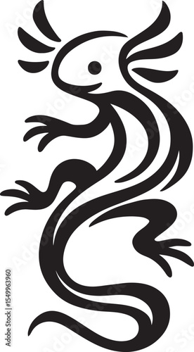 Ornate axolotl tribal design vector art, Decorative axolotl illustration in ethnic style
