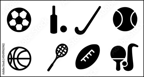 Sports Item Silhouette Icons