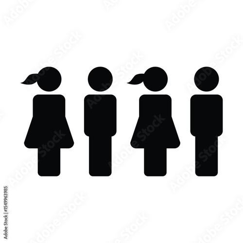 People icon vector male and female group of persons symbol in glyph pictogram illustration