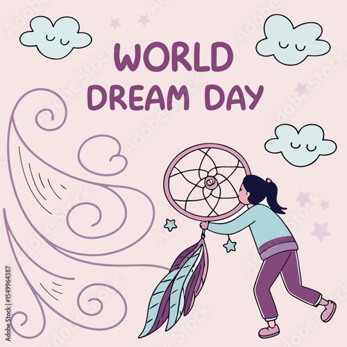 World Dream Day Illustration with a Dreamcatcher
